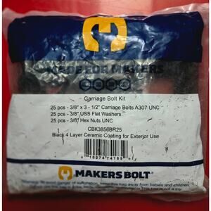 Makers Bolt 25 Pack Black Ceramic Carriage Bolt Kit3/8 x 3-1/2 A307 UNC Exterior